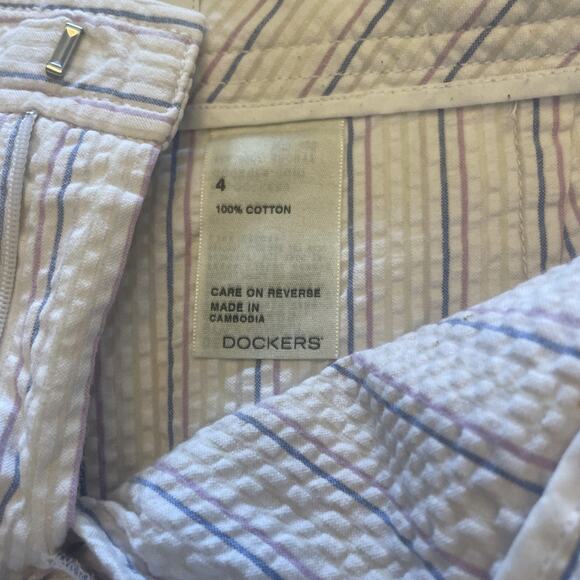 Skort Pickleball Tennis Golf Dockers Size 4 Seersucker 6 Pockets White Red Blue - Picture 5 of 13
